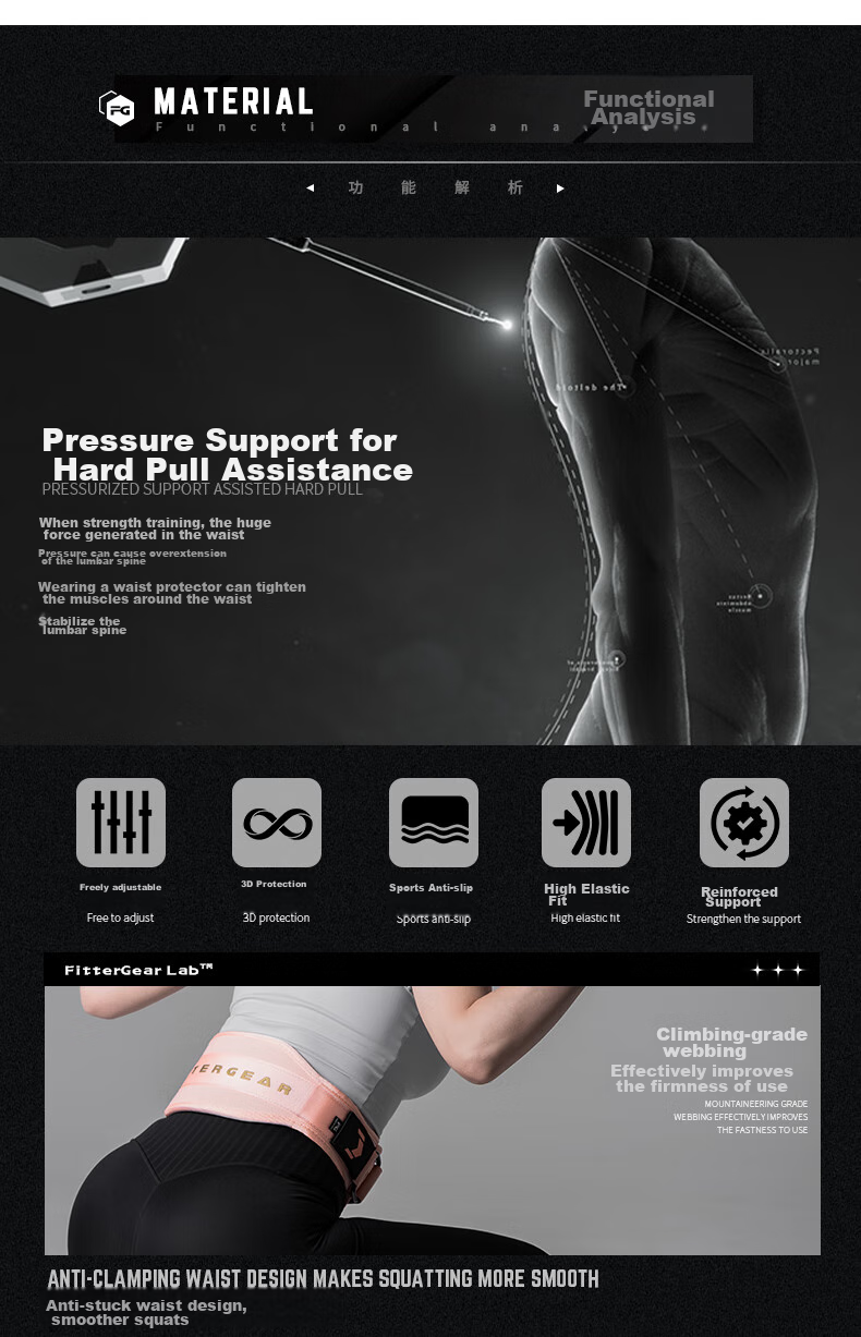 FITTER GEAR Professional Fitness Waist Belt for Women, Anti-Slip, Squat, Deadlift Training Support Belt, Weighted Equipment Protection Gear, XS Size 2