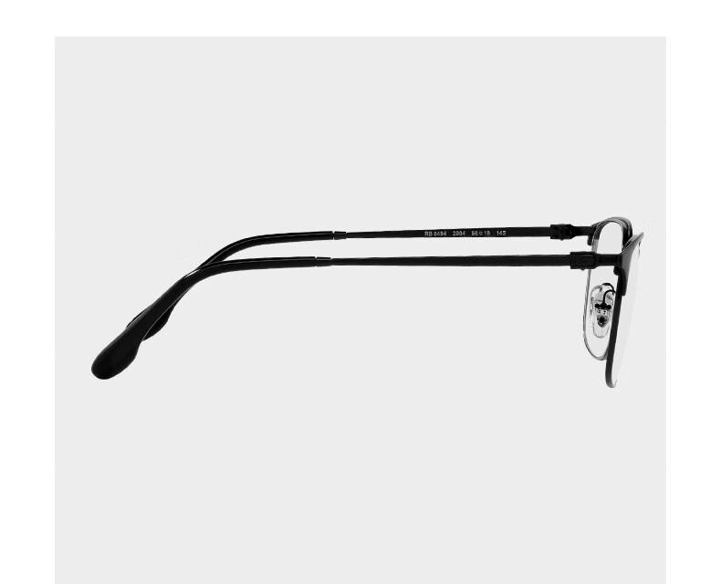 RayBan Optical Frame Metal Square Artistic Myopia Glasses Frame 0RX6494 Black with Silver Frame 56 Gift 9