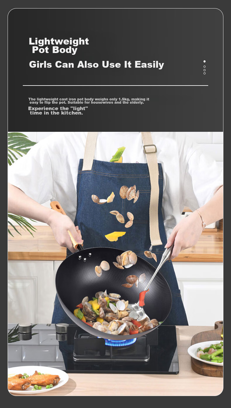 KBH Iron Wok, Stainless Steel Stir-Fry Pan without Coating, for Home Cooking, Suitable for Induction And Gas Stoves, 32cm 6