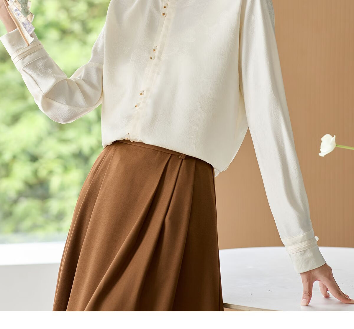 Chushen Spring And Autumn New Chinese-Style Long-Sleeve Shirt for Women, Suitable for New Year's Party Outfit, Oriental Minimalist Luxury Style Blouse Top S143C2003 4