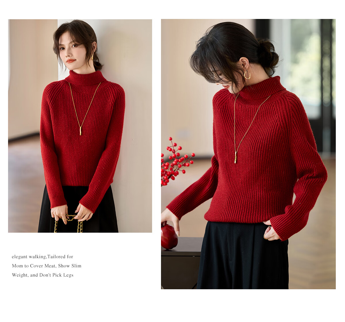 She Enjoy Christmas Round Neck Knit Sweater Women's Party Red Sweater Women's Color Dot Design Knit Top T53Z096 26