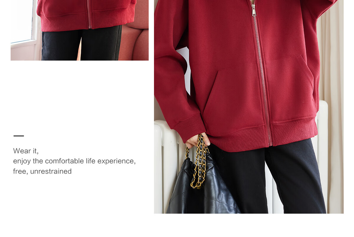 Halo Queen Women's Hoodie Jacket, Zip-Up Sweatshirt, New Year Red Outfit Top H143U1004 17