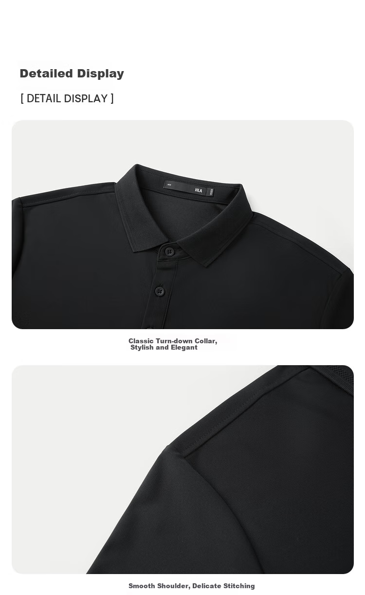 HLA Short-Sleeve Polo Shirt for Men, Light Business Aviation Series, Turn-Down Collar Short-Sleeve for Men, Summer Wear 12