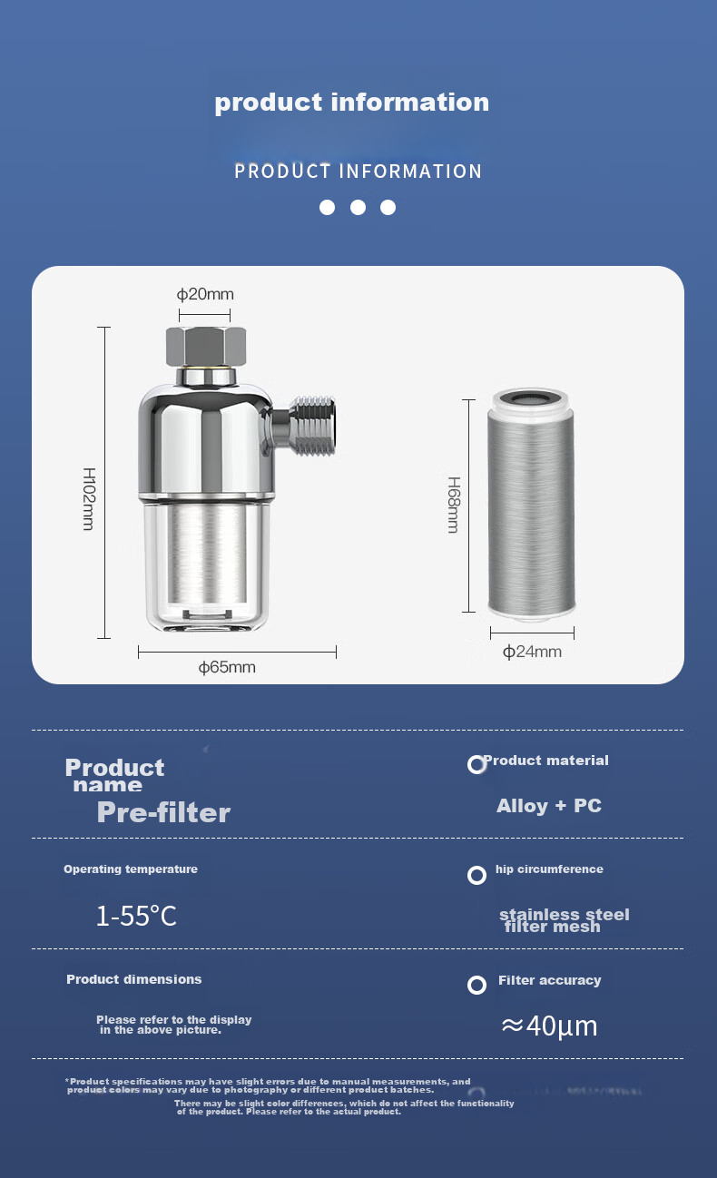 Lelandi Universal Water Heater Filter, No-Change Cartridge Washing Machine Pre-Filter, Tap Water Filter, Shower Head Faucet Chrome-Plated Filter L8100 9