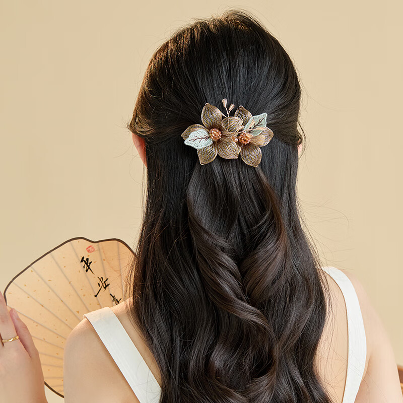 CHIMERA Handmade Copper Wire Hair Clip, Bun Maker for Back of Head, High-End Barrette for Women, Horizontal Clip, Straight Clip, Mid-Autumn Festival Gift
