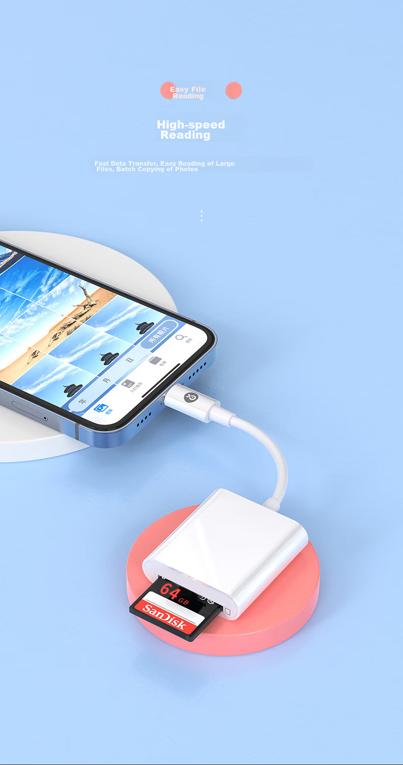 BIAZE Lightning Four-In Card Reader, OTG SD TF Card Converter, IPhone IPad TF to SD Card Adapter, Lightning Card Reader, High-Speed Transfer 3