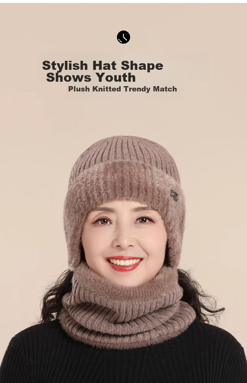 Hengyuanxiang Wool Hat for Women, Autumn And Winter Warmth, Middle-Aged And Elderly Wool Knitted Hat, Thickened, Birthday Gift for Mom Or Grandma 11