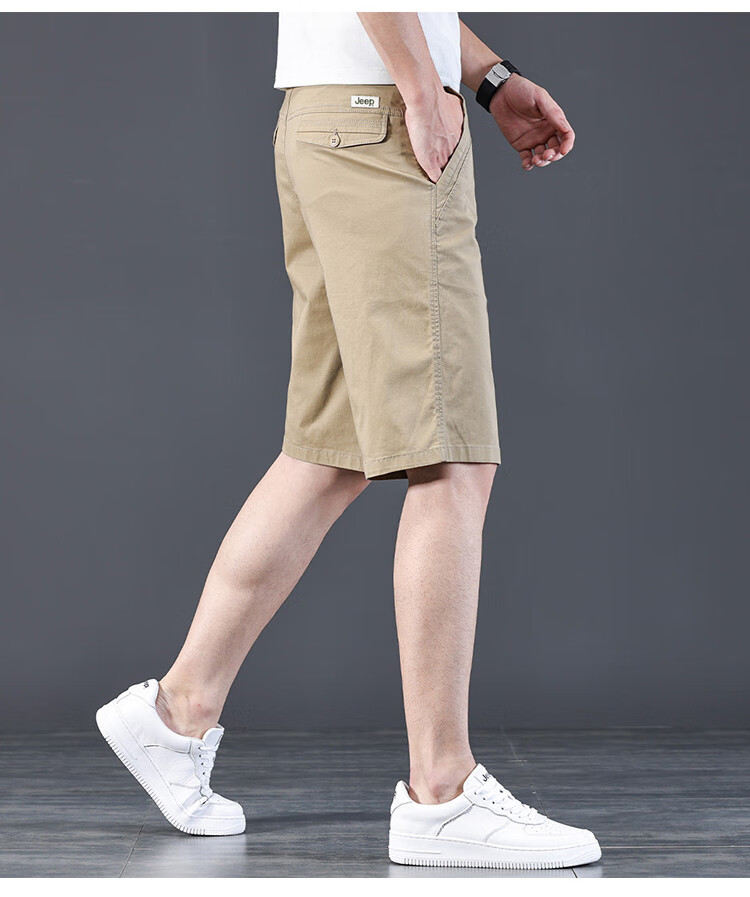 JEEP High-End Lightweight Five-Pocket Casual Shorts for Men, New Summer 2026 Business Loose Straight-Leg Mid-Length Pants for Me 19