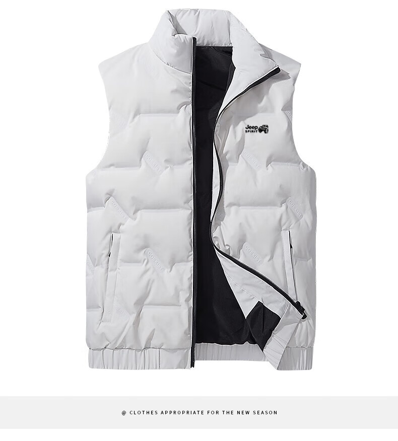 JEEP SPIRIT Men's down Vest Jacket, Winter Short Sleeveless down Coat, Stand Collar Breathable Outerwear, Black, 2XL 10