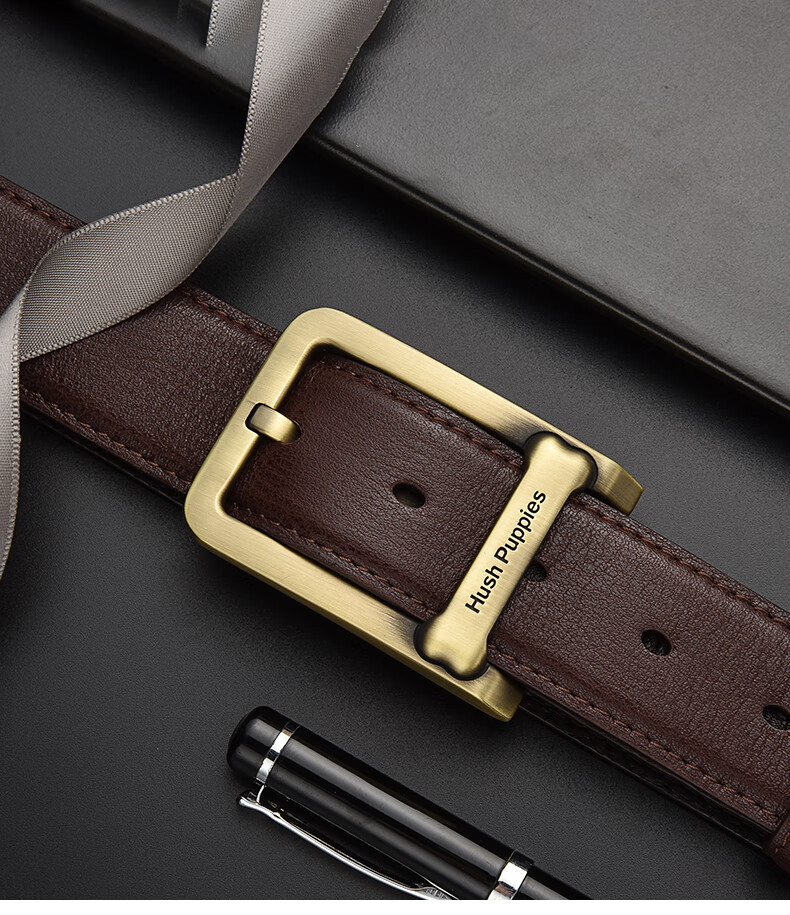 Hush Puppies Men's Casual Leather Belt with Pin Buckle, Simple Jeans Belt, Gift Box, Birthday Present for Boyfriend 1