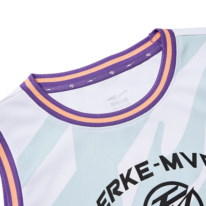 ERKE Boys' Clothing Set for Older Children, Summer Outdoor Sports Basketball Outfit, White, Size 170