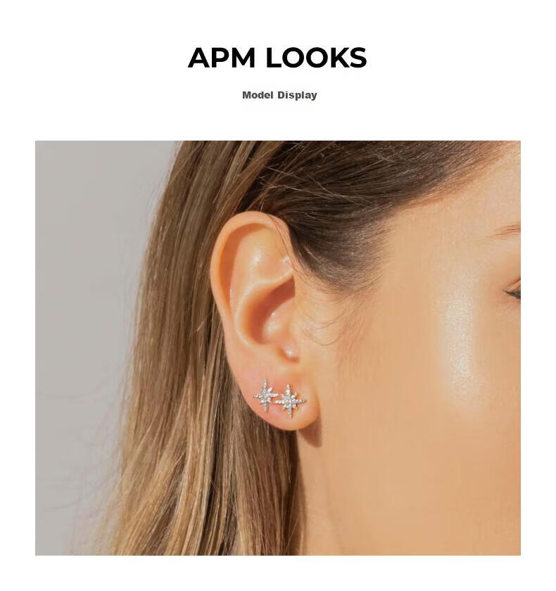 APM Monaco Hexagram Stud Earrings, Luxurious And Elegant Jewelry, Birthday Gift for Girlfriend Or Wife 7