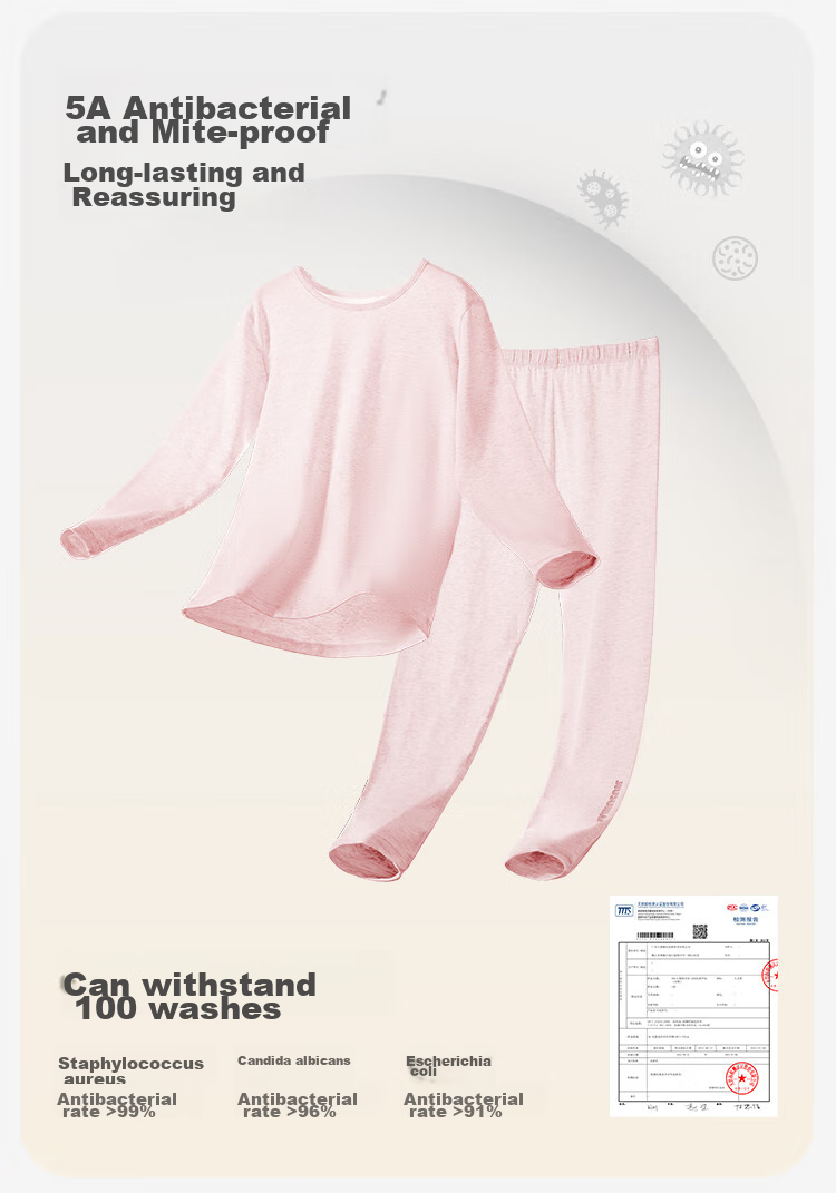 Jiusuiban Children's Thermal Underwear, Girls' Autumn And Winter Thin Base Layer Cotton Sweater Set, Big Kids' Autumn Clothes And Pants, Pajamas And Sleepwear 6
