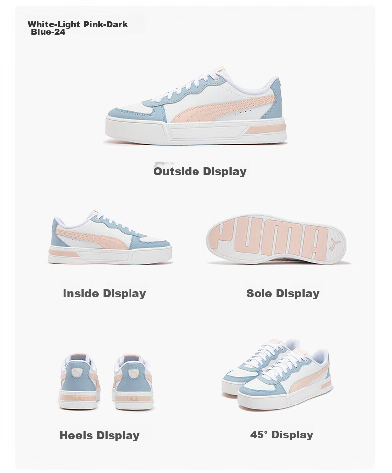 PUMA White Sneakers, Platform Tennis Shoes for Women, Sports Casual Shoes SKYE 374764, Size 38.5 19