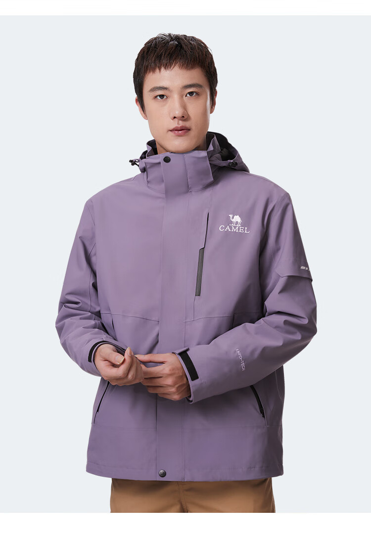 CAMEL Outdoor Jacket for Men And Women, 3-In Fleece-Lined Windproof Two-Piece Set, Autumn And Winter Coat, A13CA46174, XL 23