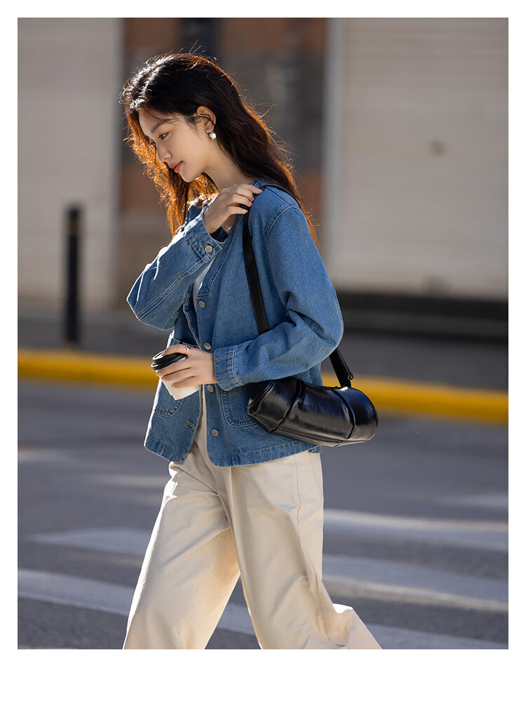 Dme [Cool And Stylish] Spring V-Neck Classic Washed Denim Blue Jacket for Wome 8