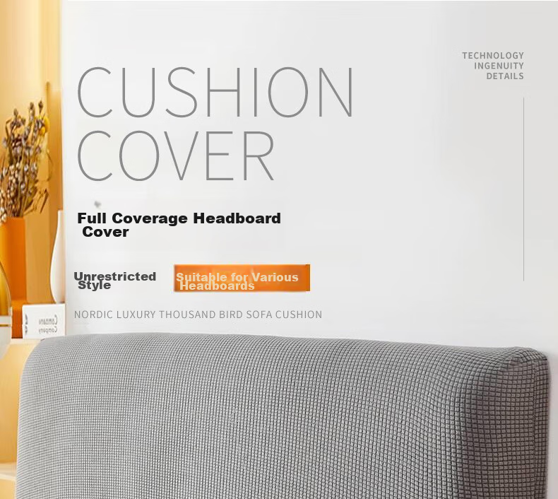 Siwangongli Bed Headboard Cover, Thickened Full Coverage Elastic Wooden Bed Backrest Soft Cover, Protective Dust-Proof Cover, Removable And Washable, Concealing Device 1