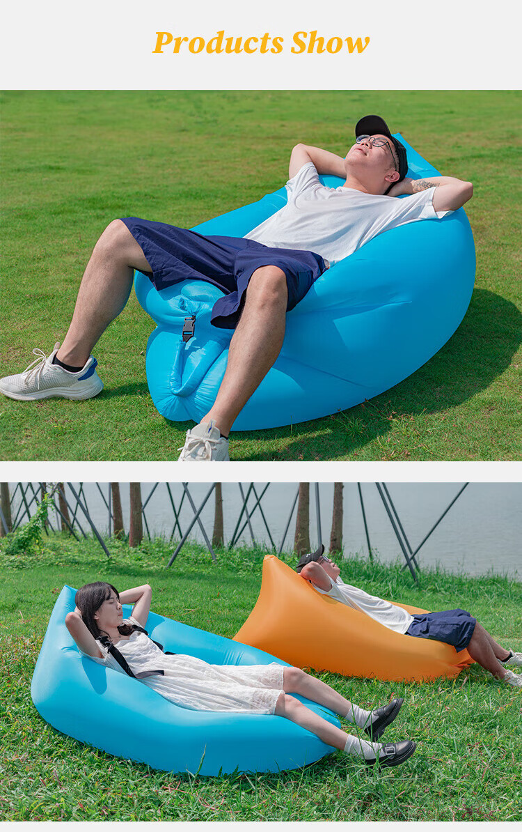 Beifute Inflatable Sofa, Music Festival Camping Equipment, Outdoor Lazy Air Sofa, Concert Inflatable Bed, Lounge Chair, Blue 2