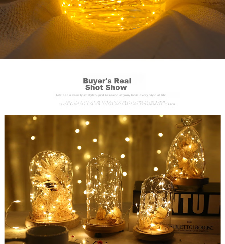 Gongxun Rose Flower Colorful String Lights Surprise Proposal Wedding Room Indoor Decoration Bedroom Atmosphere Scene Setup 20 Lights 4