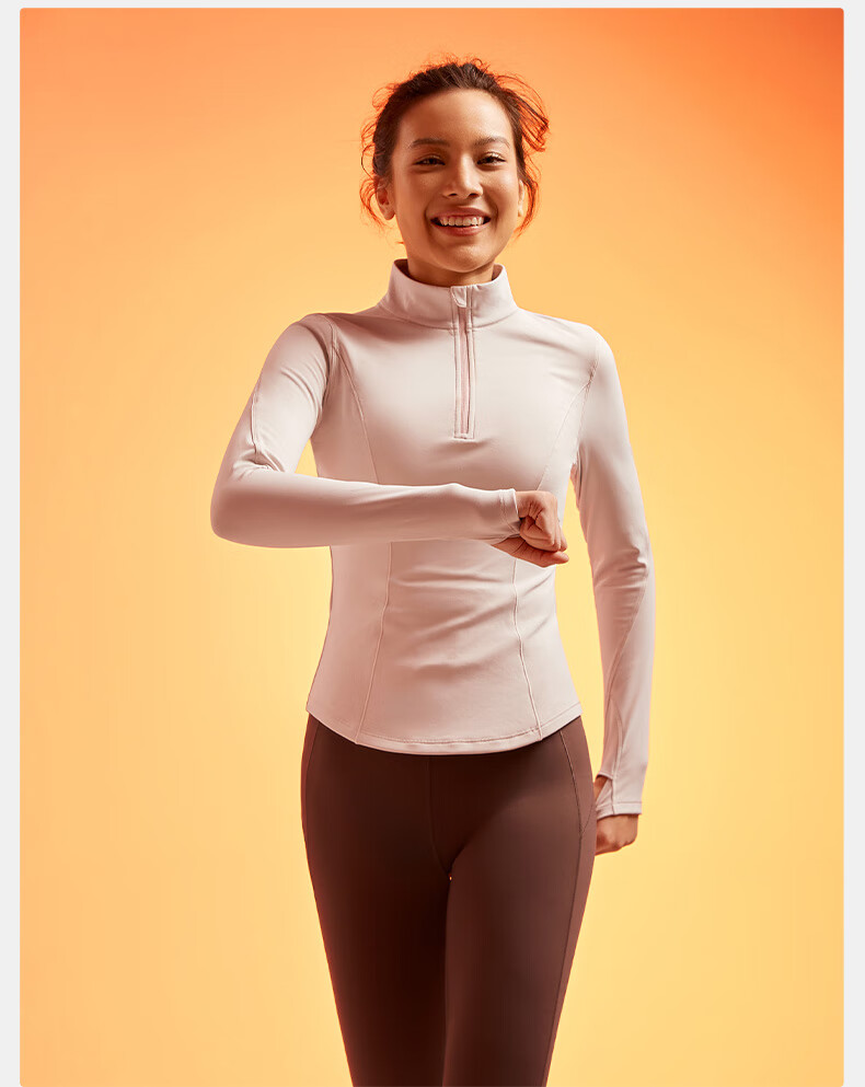 VFU Meowmei Rong Sports Top for Women, Half-Zip Fitness Wear, Autumn And Winter Fleece-Lined Yoga Outfit, Light Cyan Blue, XL 17