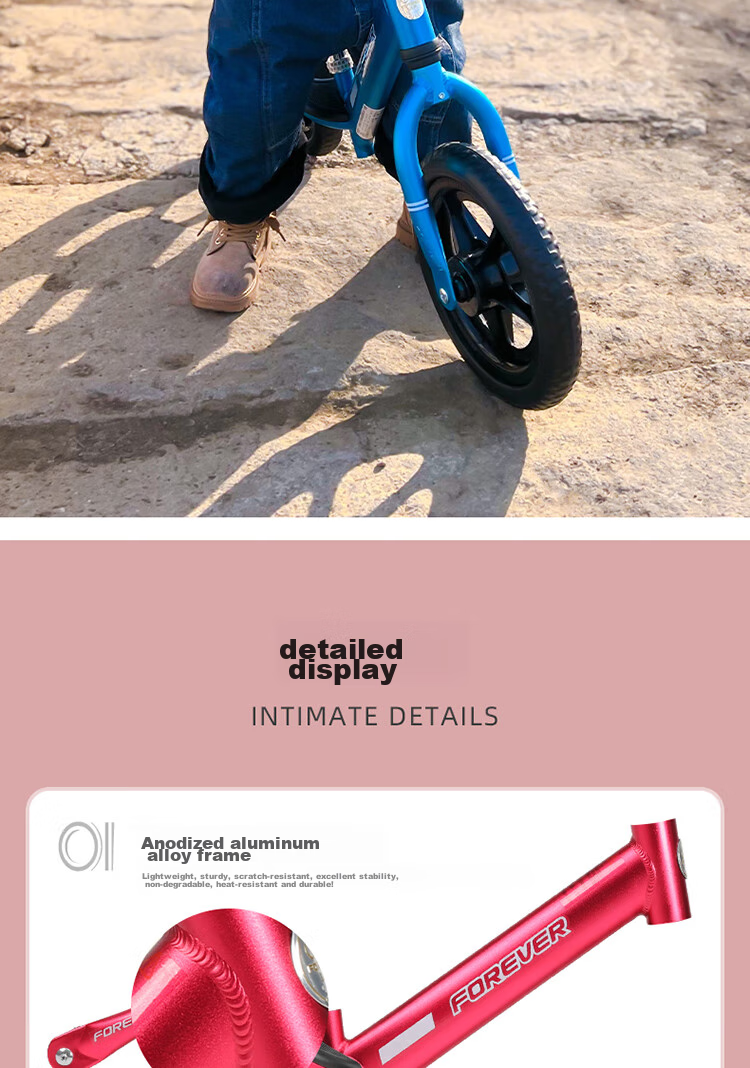 FOREVER Children's Balance Bike, Kids' Scooter for Ages 2-6, Gliding Bicycle, Two-Wheel No-Pedal Bike, Wine Red Color 20