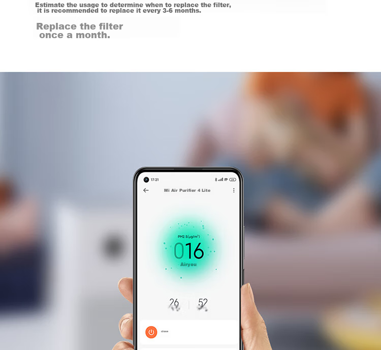 Mijia Xiaomi Air Purifier Filter Cartridge, Home Formaldehyde Removal, Bacteria Elimination, Secondhand Smoke Odor Removal, PM2.5 Reduction, Only Compatible with Purifier 4 Lite 12