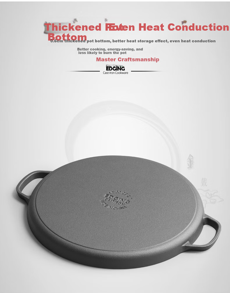 Dianjiang Cast Iron Steak Griddle, Large Size Professional Striped Steak Pan, Flat Bottom Frying Pan, Uncoated Thickened Barbecue Plate, 30cm 5