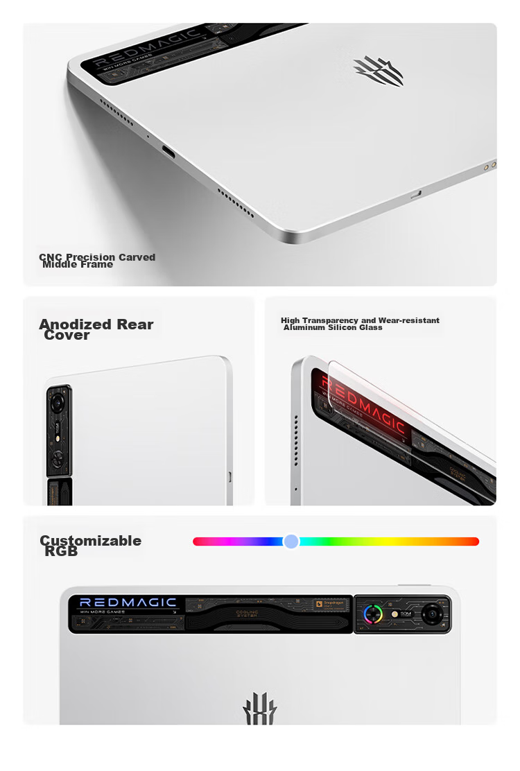 Nubiyahongmo Gaming Tablet Pro, 10.9-Inch LCD Screen, Snapdragon 8 Gen 3 Leading Edition, 2.8K 144Hz, 10100mAh Battery, 12GB+256GB, Dark Night, Gaming Tablet Computer 6