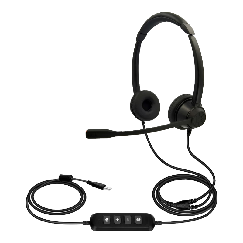 Yijiatong (Eagaton) Y390D ENC Active Noise-Cancelling Binaural Headset, Single 3.5mm + USB Interface, Adjustable Volume, Silent, for Telemarketing, Office Meetings And Educatio