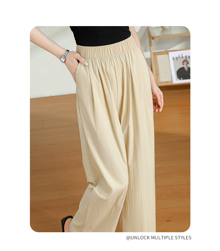 Jeanswest Casual Pants for Women, Summer Trendy Loose-Fitting Draping Solid Color Versatile Yamamoto Wide-Leg Pants, Pink, Size L 10