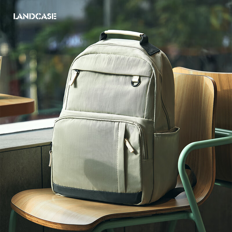 Landcase Laptop Backpack, Large Capacity Shoulder Bag for Women, Short Trip Travel Bag, Business Trip Luggage Bag, Schoolbag for Men, 2577 Light Gree