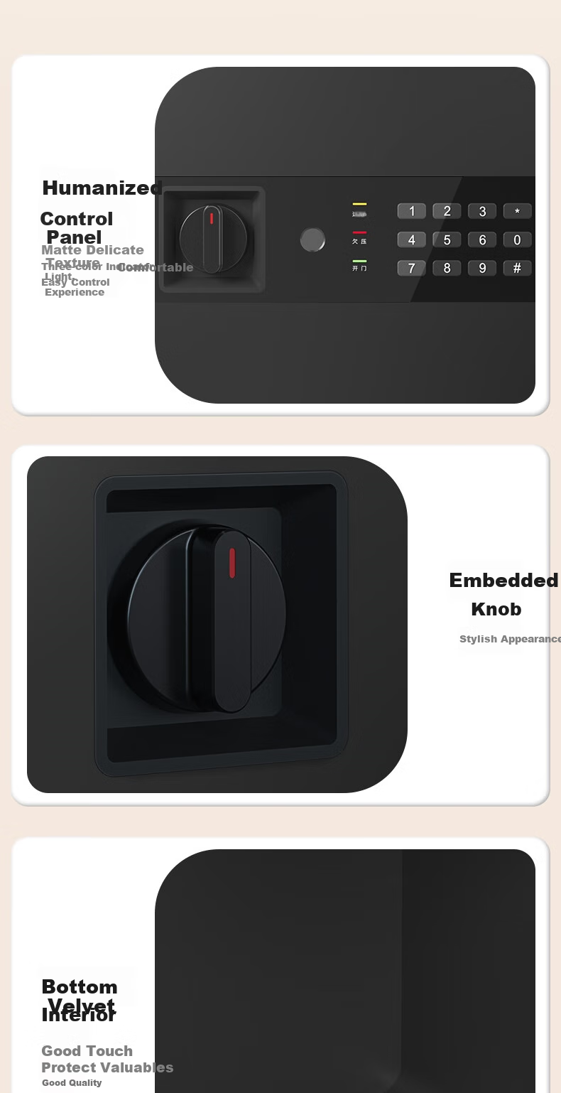Deli Safe, Home Electronic Password Safe Box, Office Financial Special Small File Cabinet, Wall-Mounted Or Built-In Confidential Cabinet, Can Be Fixed Installation, 20cm Obsidian Black 9