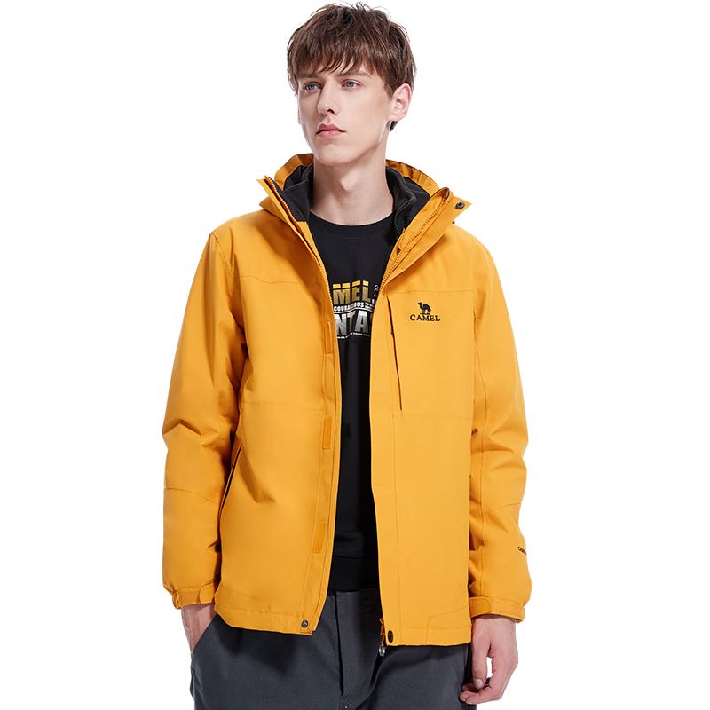 CAMEL Outdoor Jacket, Three-In Fleece-Lined Thickened Waterproof Couple's Coat, Mountaineering Clothing, A9W214119A
