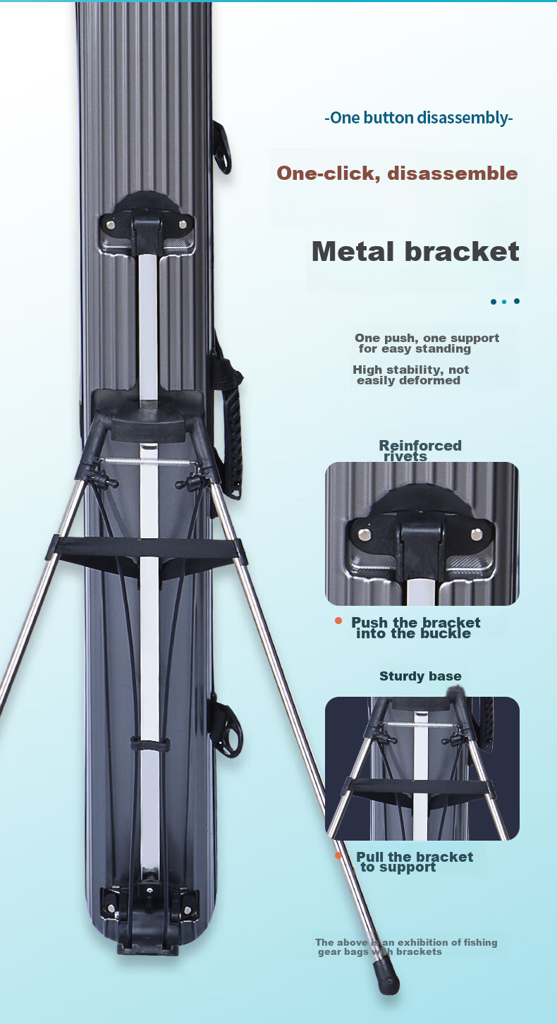 Grsaed Fishing Tackle Bag, Rod Case, Fishing Bag, Hard Shell Waterproof Wear-Resistant Rod Bag, Thickened Large Capacity Built-In Storage Compartment, Platform Fishing Rod Bag, 1.25 Meters * 14cm with Stand 8