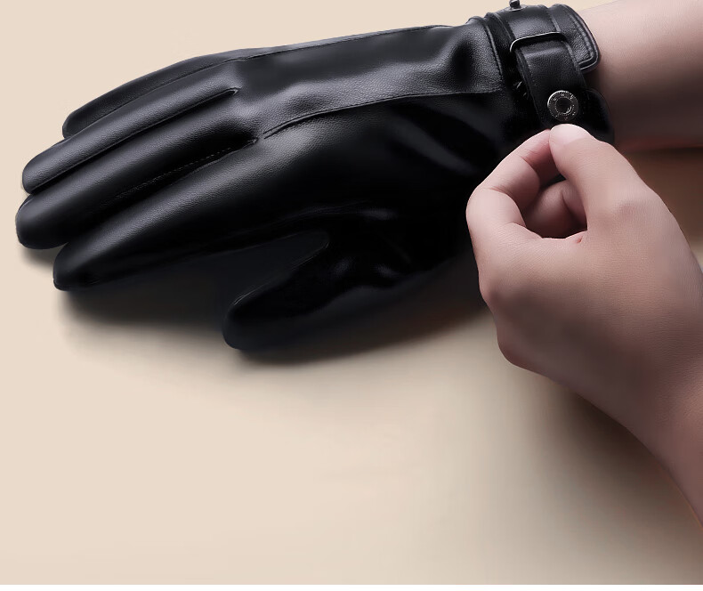 TUCANO Leather Gloves for Men, Cycling Winter Fleece-Lined Warm Touchscreen Gloves, Windproof Water-Resistant Driving Motorcycle Anti-Cold Riding Gloves 10