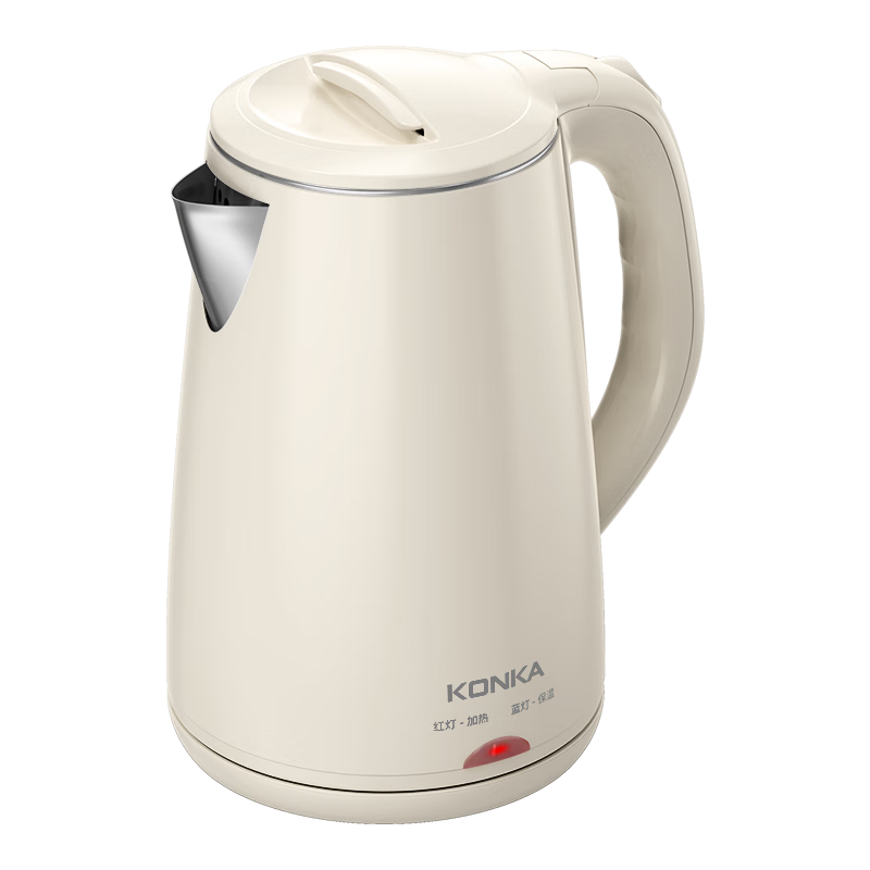 KONKA Electric Kettle, 304 Stainless Steel Double-Layer Anti-Scalding, 2.2L Large Capacity, Household Insulated Water Boiler, Hot Water Kettle, KDSH-2233