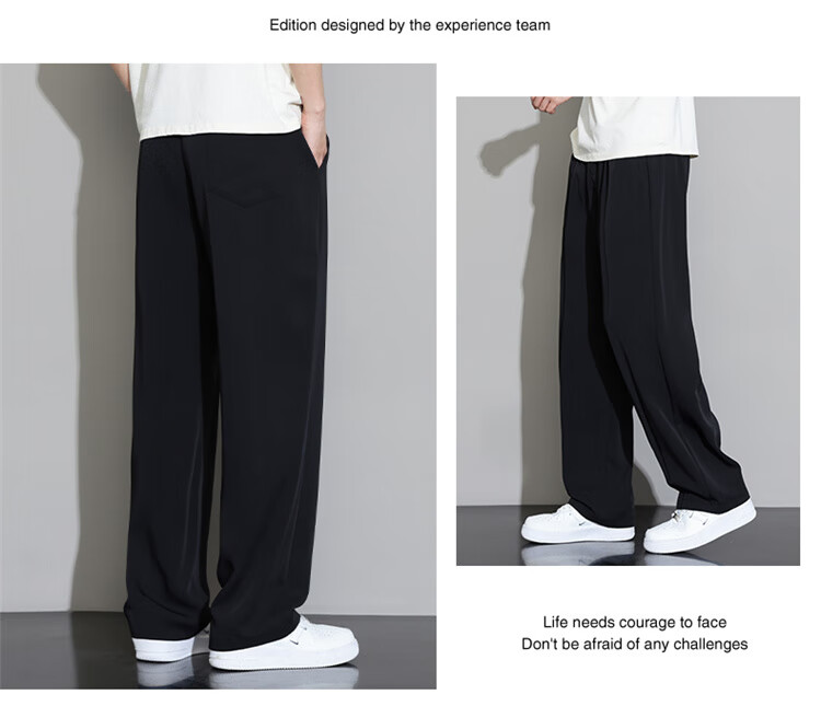 Touhaoqingnian Casual Pants for Men, Spring And Autumn Loose-Fitting High-Quality Draping Tapered Trousers, Plus Size Wide-Leg Dress Pants, Black, M 7