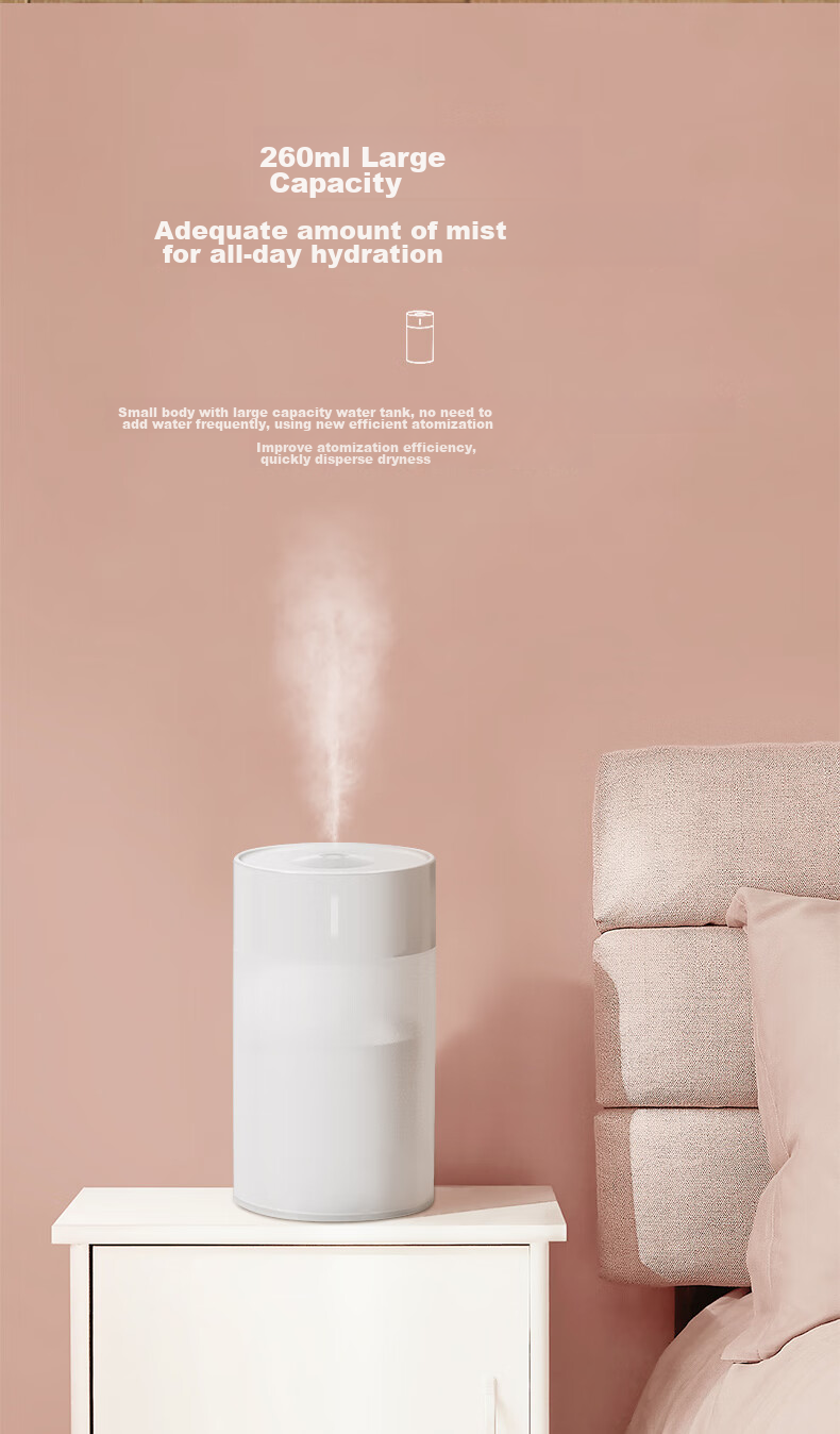 Kelleia Humidifier Mini Portable Creative Humidifier for Home, Car, Desk, Office, Bedroom, Dormitory Pink 7