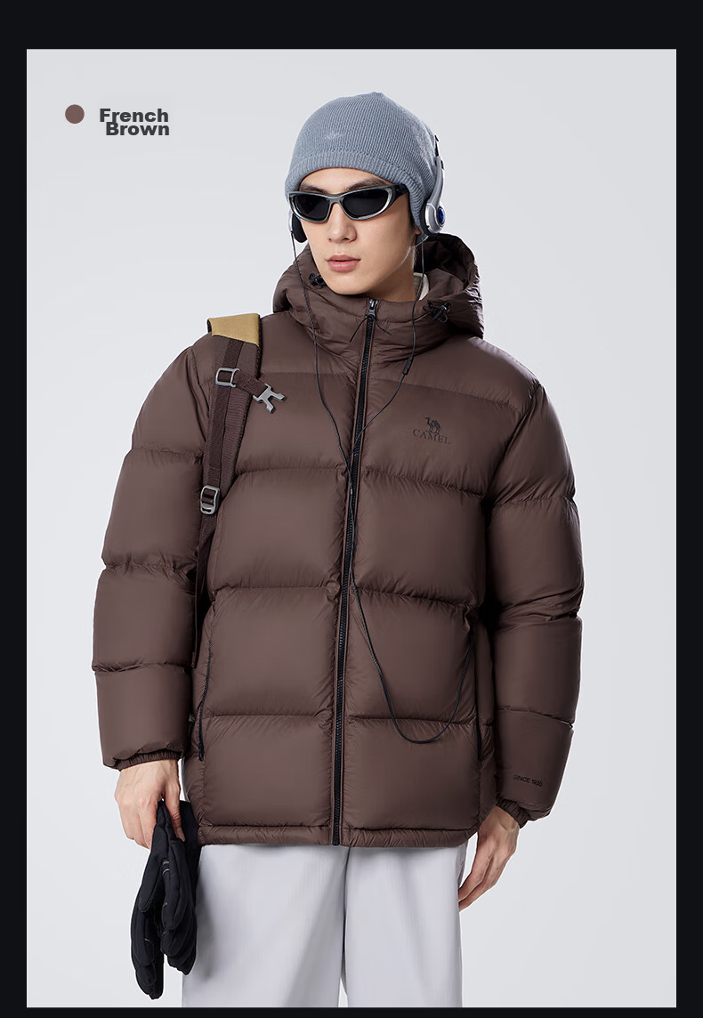 CAMEL Flame Mountain down Jacket for Men And Women, Urban Light Outdoor Thickened Cold-Resistant Puffer Coat Winter Outerwear 28