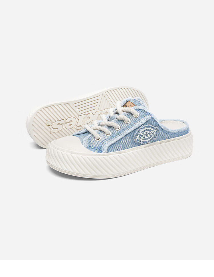 Dickies Slip-On Couple Canvas Shoes, Women's Casual Shoes, Flat Shoes, Lazy Half Slippers, Beige, Size 36 9
