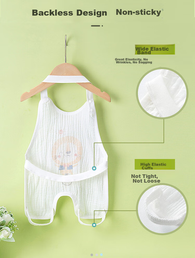 9I9 Baby Belly Cover, Summer Thin Pure Cotton Gauze, Newborn Belly Protection Vest, Infant Sleeping Bag, Onesie, 2-Piece Set, A302 6