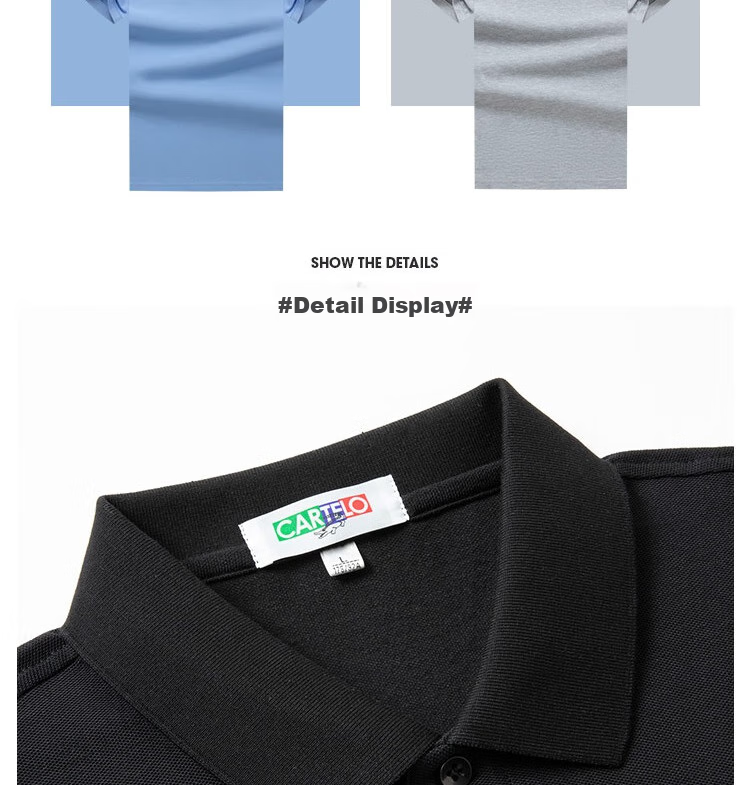 LIMENG [Pure Cotton T-Shirt] Men's Business Polo Shirt, Summer Loose-Fit Solid Color Lapel T-Shirt, Light Gray XL 12