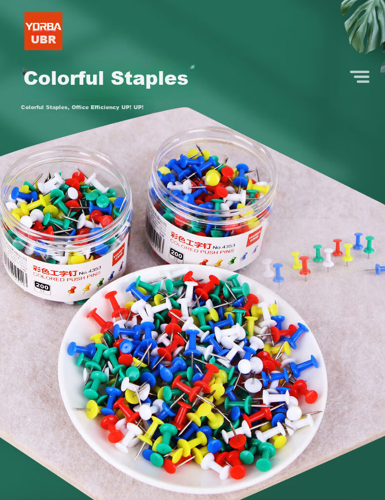 Youbili Colored T-Pins, Cork Board Pushpins, Drawing Pins, 200 Pieces/tube, 22*9mm, 4353 1