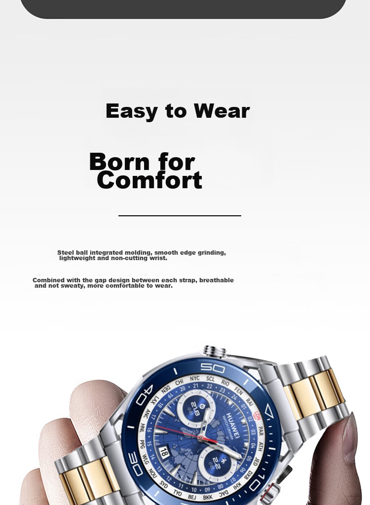 ESCASE Suitable for Huawei Watch Straps GT5/watch5pro, GT4/3pro/three Stainless Steel Metal Wristband, 46/48mm Dial, Extraordinary Gold Series 3