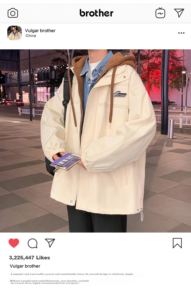 Foss Phil Corduroy Jacket for Men, Autumn And Winter American Casual Retro Loose Versatile Workwear Coat, 2516 Beige 3XL 1