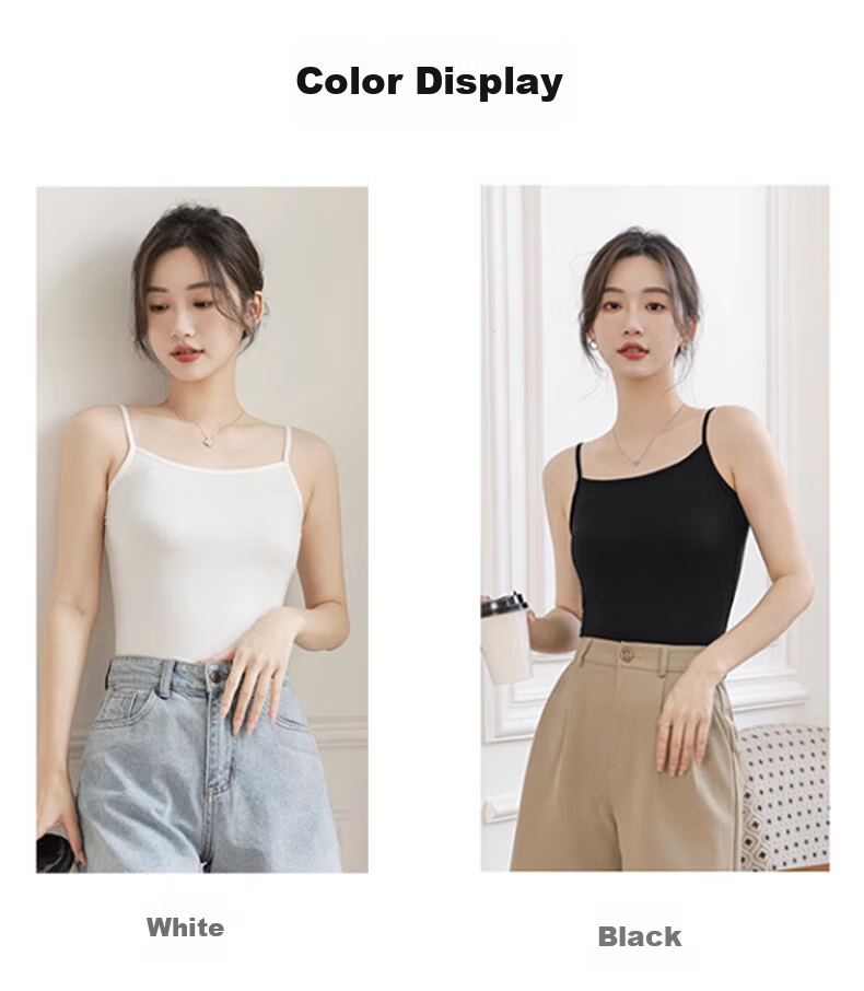 FitonTon, 2-Piece Modal Camisole Tank Top for Women, Thin Undershirt, Sweat-Absorbing And Breathable, Suitable for Outer Wear Or Inner Layering, White And Black 11
