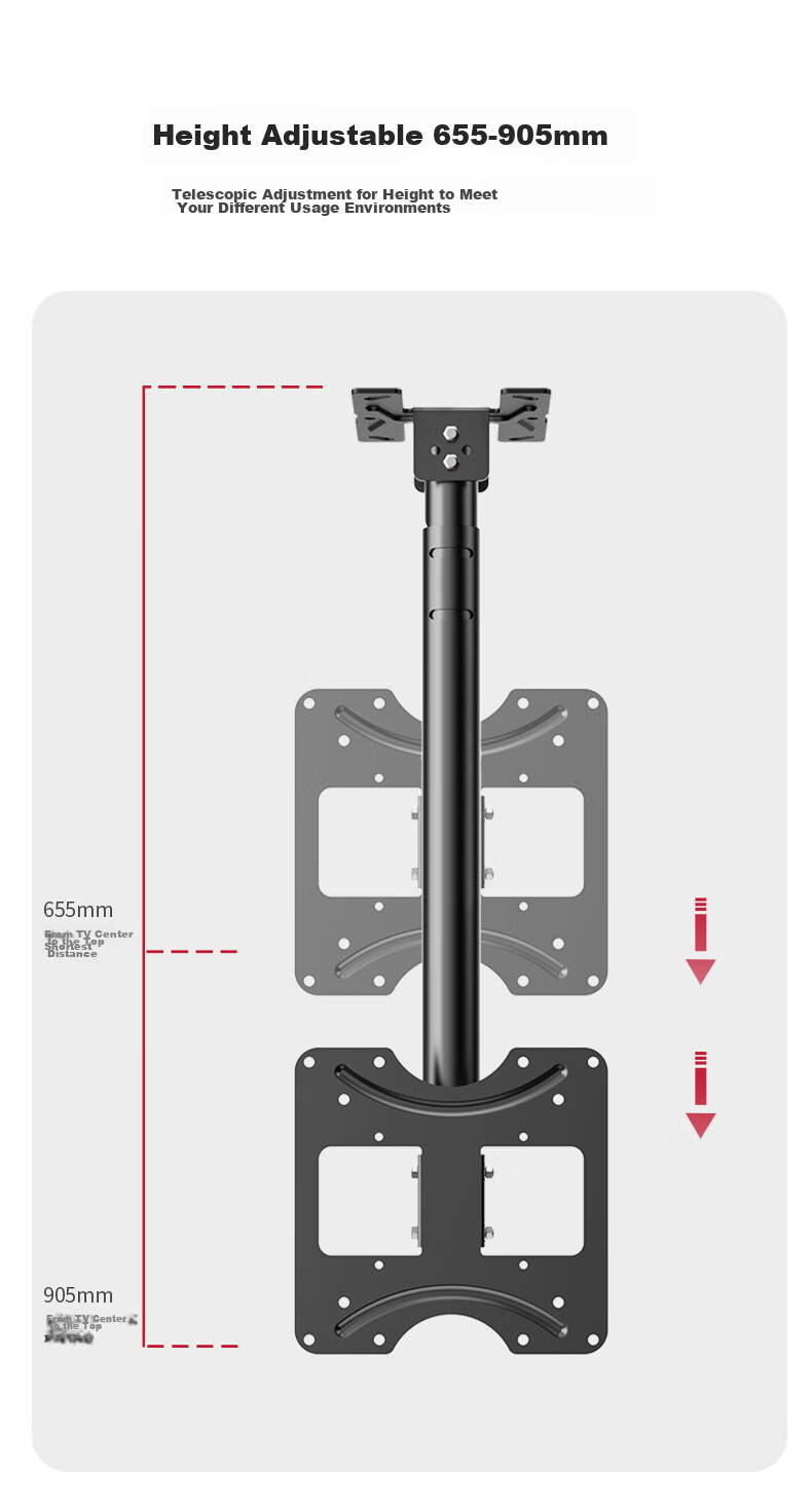 Jiangwutong TV Mount Bracket [14-42 Inches], Ceiling Hanging Bracket, 360-Degree Rotating Display Hanging Rod, LCD TV Suspension Mount 8