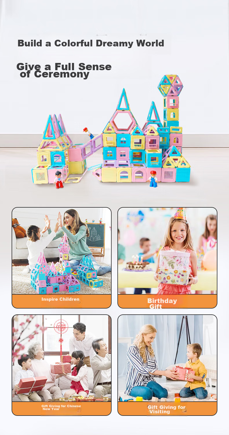 MAGPLAYER Children's Toy Magnetic Tiles Ferris Wheel Magnetic Building Blocks Puzzle 156 Pieces for Boys And Girls Aged 3-6 Birthday Gift 11