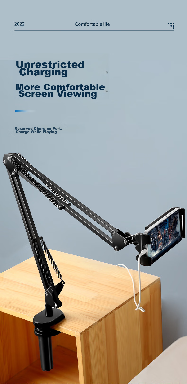 BIAZE [Ultra-Stable] Tablet Stand, Phone Holder for Online Classes And Live Streaming, Bedside Armrest Desktop Overhead Shooting Support Foldable Stand Suitable for Phones/iPads/Tablets 4
