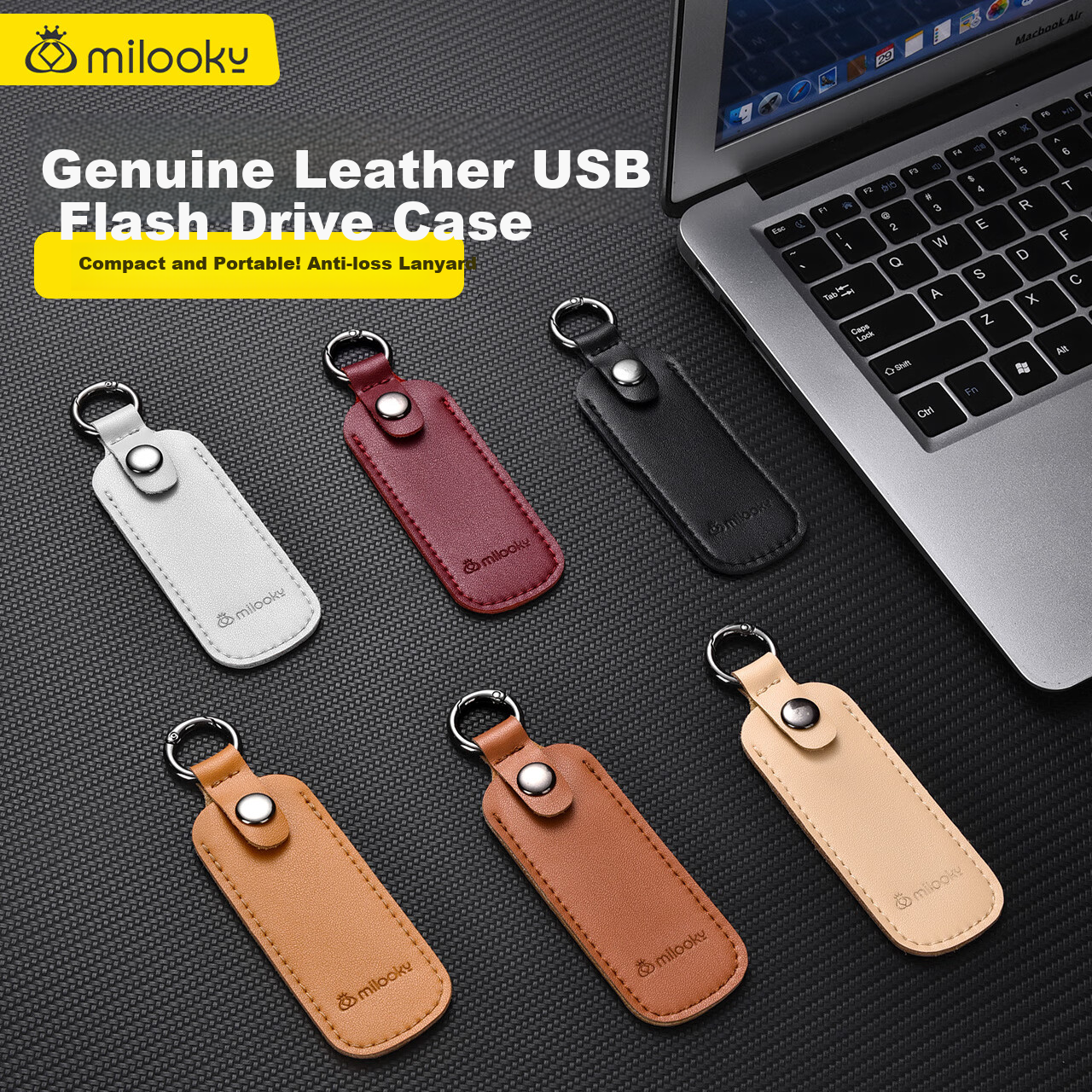 DiyiGongfang Genuine Leather USB Flash Drive Storage Case, Anti-Loss Shell, Suitable for SanDisk, Kingston, Gopro, Hikvision, USB Drive And U-Shaped Case, Cowhide Leather Business Portable Keychain Pendant Protective Cover